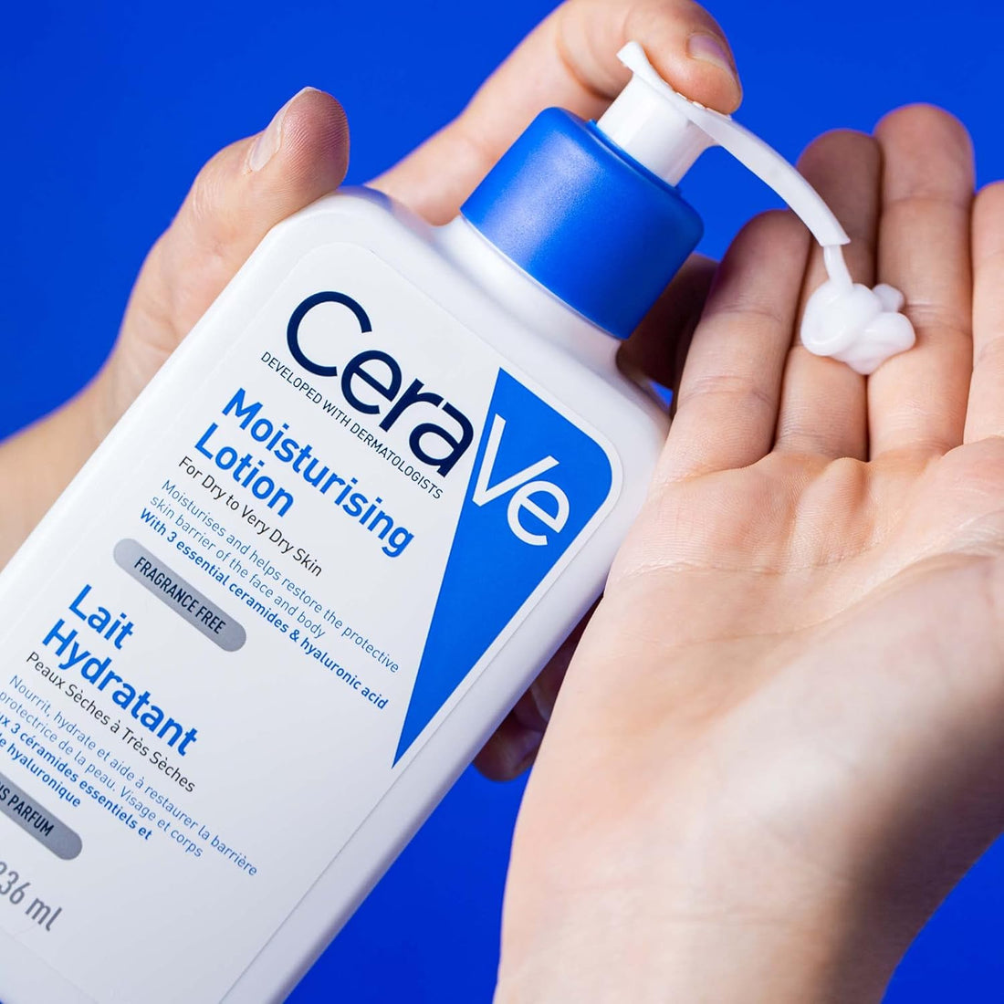 CeraVe Moisturizing Lotion 24H Body and Face Moisturizer for Normal to Dry Skin with Hyaluronic Acid and Ceramides Non-comedogenic, oil-free, Fragrance Free 8Oz, 236 ML